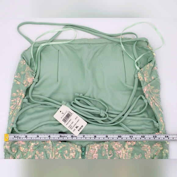 Sequin Lace-Up Mermaid Formal Dress, Mint (L & XL, NWT) - Picture 8 of 10